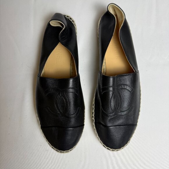 Chanel | Size 41, US 11 | Black Lambskin Espadrilles - Picture 2 of 6